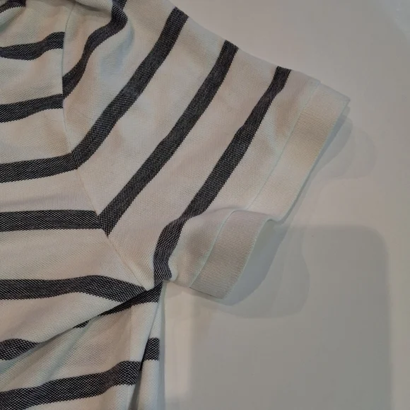 Lacoste Big Gator White & Gray Striped Short Sleeve Polo Shirt Size FR 5 L - Picture 5 of 5